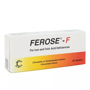 Ferose-F Chewable Tablets, Folic Acid & Iron Supplement, Pack of 30's