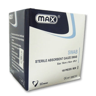 MAX STERILE GAUZE SWAB 8PLY 7.5X7.5 100'S