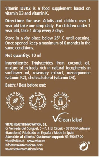 VITAE VITAMIN D3K2 10ML